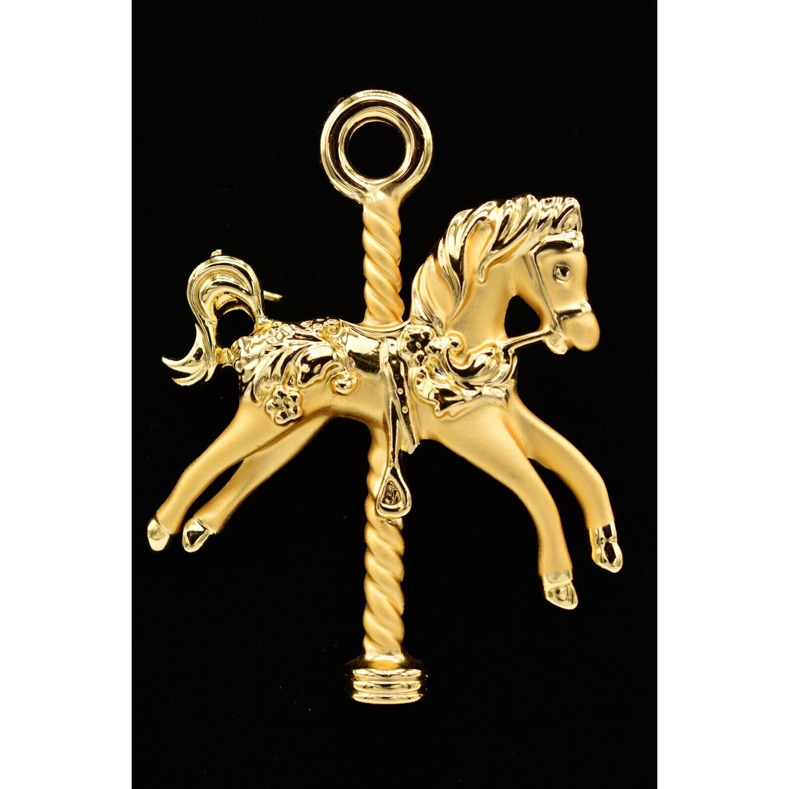 Ajc Vintage Horse Pin Brooch Brushed Gold Carousal Chunky Signed Nos 1980s Binah 15$